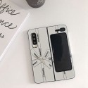 シャネルブランドGalaxy W20ケース大きな蝶結びGalaxy Z fold3ケースシンプルホワイトGalaxy F9000カバー全面保護ギャラクシーケース