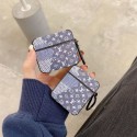 ルイヴィトンブランドairpods 3ケース ファッション デニムブルー airpods pro2カバー 携帯便利 カラビナ付き エアーポッズ プロ1/2/3ケース大人気