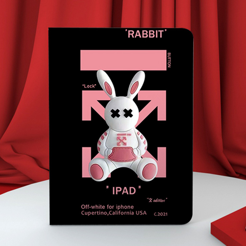 Off-whitеかわいいウサギ絵柄iPad2021ケース10.2インチ