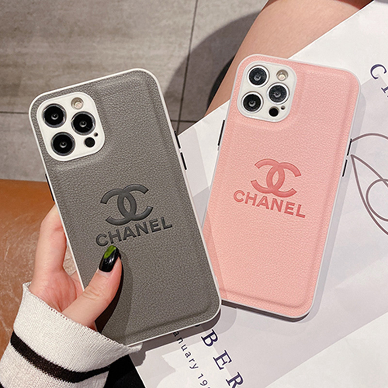 Chanelグレーピンクカラーシンプルiphone12/12pro/12promax/12miniケース