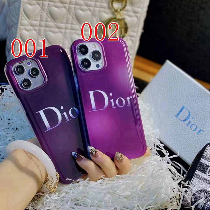 ディオール iphone14proケースブランドDior 半透明 紫色 スマホカバー