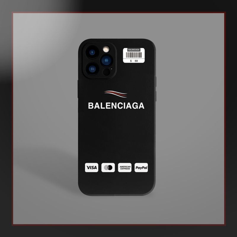 バレンシアガ iphone14proケースハイブランドブラックソフトTPUカバー