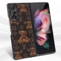 ルイヴィトンブランドGalaxy Z Fold3ケースかわいいクマ柄高品質レザースマホケース全面保護 人気Galaxy Z Fold3ケース