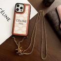 CELINE セリーヌiphone14 15 pro 15 plusケースブランドカード入れハイブランドiphone14pro/14 15plusカバー韓国風iphone14/13/15pro maxケースレディース斜め掛けアイフォン15/14/13/ 12 pro maxケースパロディー