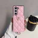 Chanel シャネルgalaxy zflip4 5ケースブランド人気Galaxy Z fold4 5ケース革製ハイブランドギャラクシー z フリップ5 4ケース男女galaxy z flip5ケース