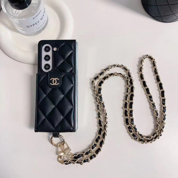 Chanel シャネルgalaxy zflip4 5ケースブランド人気Galaxy Z fold4 5ケース革製ハイブランドギャラクシー z フリップ5 4ケース男女galaxy z flip5ケース