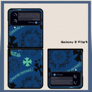 クロムハーツブランドgalaxy zflip4ケース Chrome Hearts 定番ロゴ 高品質 Galaxy Z flip3保護カバー 落下防止 軽量 ギャラクシー Z フリップ3/4ケース