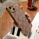コーチブランドiphone 14ケースファッション潮流 iphone 14+/14pro/14pro maxケースフレーム メタリック塗装 iphone13/13pro/13pro maxケースCOACH 定番プリンド iphone12/12pro/12pro maxケース