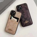 コーチブランドiPhone16e 15 pro max 14ケースカードポケット付きiphone16pro max/15plus 15スマホカバー精緻な金具ロゴアイフォン16 pro 15pro max/14ケースカメラフルカバーiphone 16pro max/12mini/12/11proケース