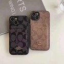 コーチブランドiPhone16e 15 pro max 14ケースカードポケット付きiphone16pro max/15plus 15スマホカバー精緻な金具ロゴアイフォン16 pro 15pro max/14ケースカメラフルカバーiphone 16pro max/12mini/12/11proケース