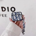 ディオール airpods 3ケースハイブランド DIOR 定番ロゴ エアーポッズ プロ2ケース ハンドストラップ付き airpods proカバー 紛失防止イヤホンカバー