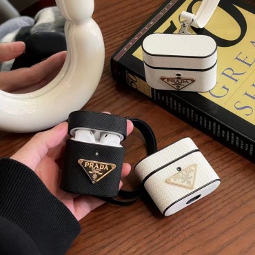 プラダブランドairpods pro2ケースPrada ハンドストラップ付き airpods 3カバーレザー紋 耐衝撃 エアーポッズ プロケース 男女兼用人気 airpods 3/2/1カバー