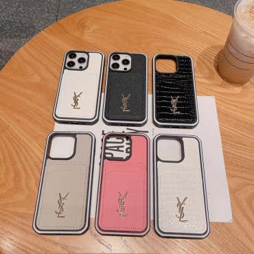 YSLブランドiphone16 14plus 15 16 pro maxケースイブサンローラン カードポケット付き収納 iphone15 16 14/14pro maxケース 豊か色選択 オシャレ iphone16 15 13/13pro/13pro max保護カバー 激安
