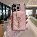 イブサンローランiphone14ケースハイブランドYSL カードポケット付き iphone15/14pro max/14plusカバー 女性愛用 ファッション アイフォン13/13pro max/12/11ケース