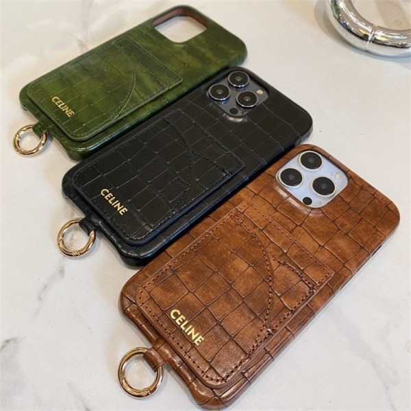 CELINE セリーヌiphone14 16 pro 15 plusケースブランドカード入れ人気アイフォン14pro max/16 15 proケース韓国風iphone16/14/13/15pro maxケースレディース斜め掛けハイブランドアイフォン16 15 14ケーストランク型