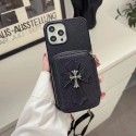 クロムハーツ iphone14ケースブランド Chrome Hearts ポケット付き アイフォン14plus/14pro/14pro maxカバー ストラップ付き便利iphone13/13pro/13pro maxケース レディース大人気