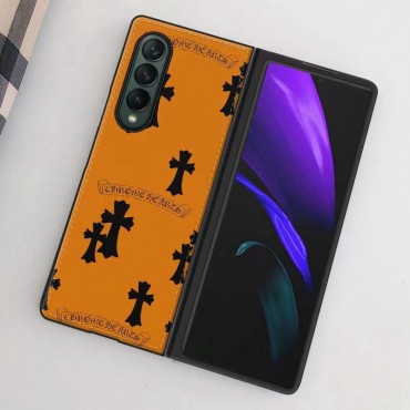 クロムハーツブランドGalaxy Zfold4ケースchrome hearts 定番ロゴスタイリッシュgalaxy zfold3カバー耐衝撃 ギャラクシー Z フォールド4/3ケース