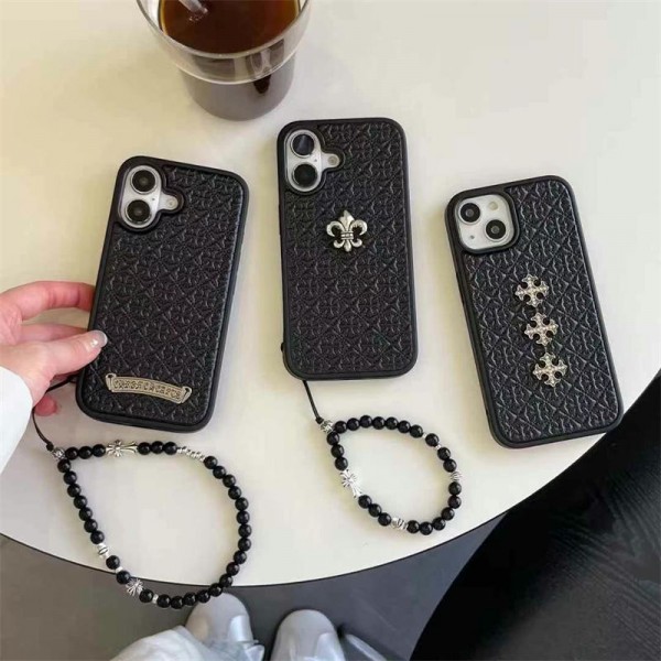 クロムハーツ iphone17 14 16 pro 15 plus 16eケースブランドカード入れハイブランドiphone16pro/17 15plusカバー人気Chrome Heartsアイフォン17pro max/16 15 proケース韓国風iphone16/14/13/15 17pro maxケースレディース斜め掛け