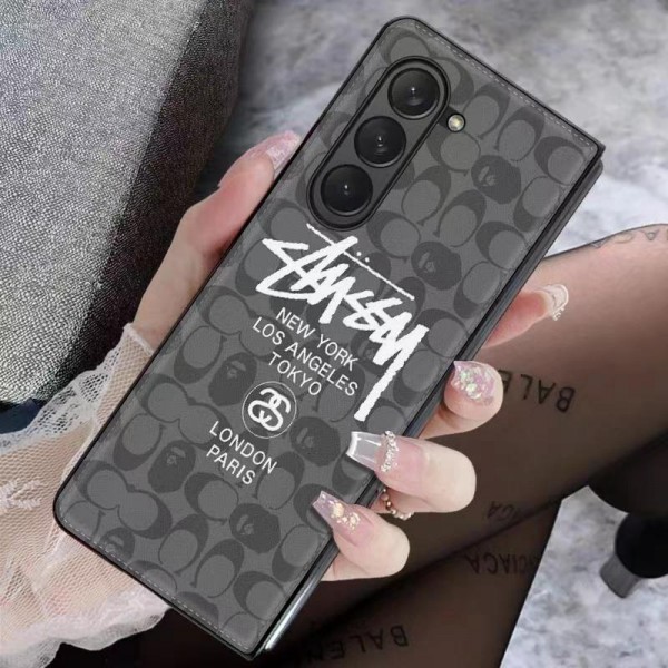 Coach コーチ Stussy ステューシー BAPE エイプ人気Galaxy Z fold4 5ケース革製galaxy zfold5 4 3 2ケースハイブランドハイブランドギャラクシー z フリップ5 4ケースブランドGalaxyカバー高品質