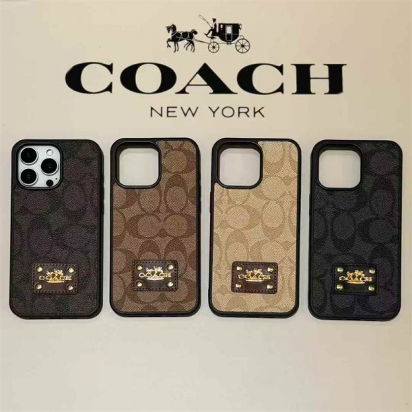 Coach コーチiphone17 pro max air 14 16 pro 15 plus 16eケースブランドカード入れ人気アイフォン17pro max/16 15 proケースハイブランドアイフォン17 air 16 15 14 ケーストランク型ブランド携帯ケースiphone17 16e 16 15 pro max 14plus/13 pro maxケース手帳型