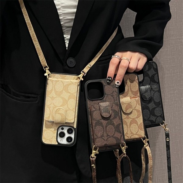 Coach コーチハイブランドiphone16pro/17 air 15plusカバー人気アイフォン17pro max/16 15 proケース韓国風iphone16/14/13/15 17airケースレディース斜め掛けブランド携帯ケースiphone17 16e 16 15 pro max 14plus/13 pro maxケース手帳型