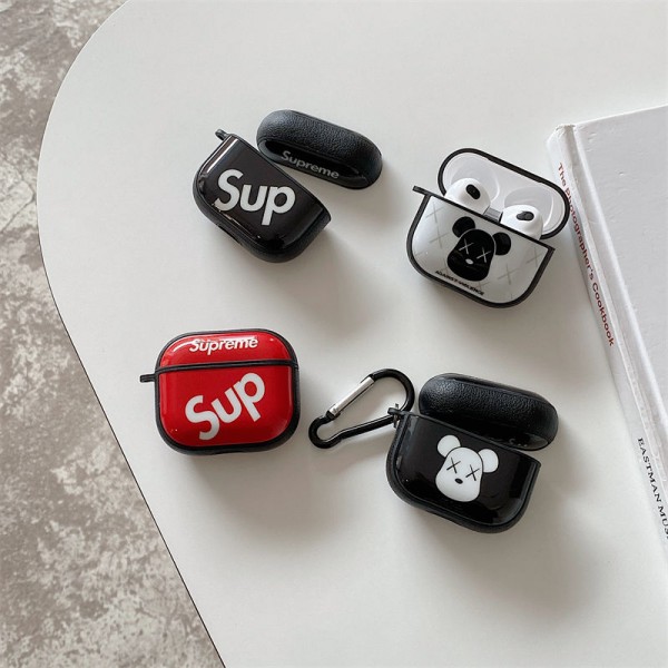 シュプリームブランドエアーポッズ プロ2ケース カウズ スタイリッシュ高品質 airpods 3ケース 全面保護 軽量 airpods 3/proケース 耐衝撃airpods 1/2/3カバー