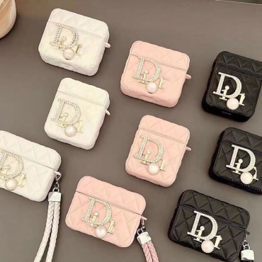 ディオールブランドairpods pro2ケースソフトレザー 高品質 エアーポッズ 3ケース Dior キラキラロゴ オシャレ airpods proカバー 女性 イヤホンカバー