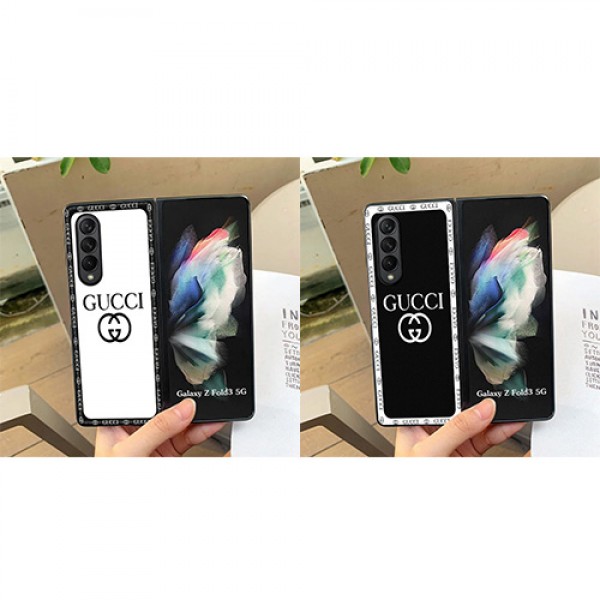 グッチブランドGalaxy Z fold/fold2/fold3ケースパロディ風ファッションGalaxy Zflip3/flipケース男女兼用人気Galaxy W20/W21/W22ケース高品質 革紋Galaxy F7110/F9000/F7070/F7000ケース