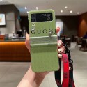 グッチブランドgalaxy zflip4ケース GUCCI ストラップ付き ギャラクシー Z フリップ3カバー 折り畳み式 Galaxy Zflip4/3ケース