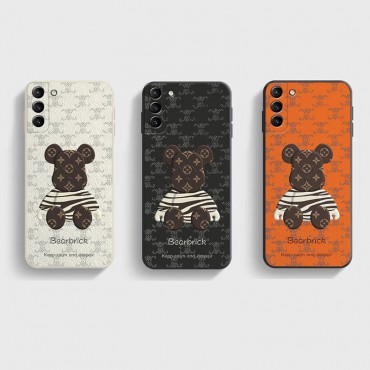 BearbrickブランドGalaxy S22Uケースファッションかわいいギャラクシー S22/S22+カバー 高品質レザー耐衝撃Galaxy S21/S21+/S21Ultraケース全面保護Galaxy Note20/Note20 Ultraカバー