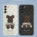 BearbrickブランドGalaxy S22Uケースファッションかわいいギャラクシー S22/S22+カバー 高品質レザー耐衝撃Galaxy S21/S21+/S21Ultraケース全面保護Galaxy Note20/Note20 Ultraカバー