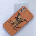 ルイヴィトンブランドiphone13/13pro/13pro maxケースオレンジファッションiphone12/12mini/12pro/12pro maxケースかわいいクマ柄iphone11/11pro maxケース大人気
