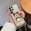 ルイヴィトンブランドGalaxy S23ケース louis vuitton かわいい立体ミッキー柄 ギャラクシー S23+S/23Uケース ストラップ付き便利 galaxy s23/s23+/s23uケース