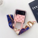 ルイビトンgalaxy zflip4ケースハイブランドlouis vuitton レディースGalaxy zflip3ケース スカーフ飾り付きgalaxy zflip4/flip3カバー大人気