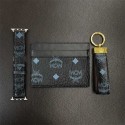 3点セットカードケースキーホルダーMcm エムシーエムブランドアップルウォッチseries10 9 8交換ベルトアップルウォッチultra2 49mm se2ストラップブランドレザーブランドapple watch 10 9 8バンド男女兼用アップルウォッチ8バンドハイブランドコピー
