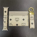 3点セットカードケースキーホルダーMcm エムシーエムブランドアップルウォッチseries10 9 8交換ベルトアップルウォッチultra2 49mm se2ストラップブランドレザーブランドapple watch 10 9 8バンド男女兼用アップルウォッチ8バンドハイブランドコピー