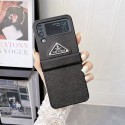 プラダブランドgalaxy zflip4ケース Prada ブラックスマホケースGalaxy Zflip3ケース折り畳み式 galaxy zflip4/3ケース