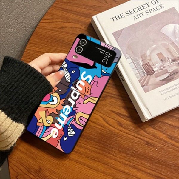 Supreme シュプリームgalaxy zflip4 5ケースブランド人気Galaxy Z fold4 5ケース革製galaxy zfold5 4 3 2ケースハイブランド手帳型Galaxy Zflip4ケースブランド