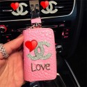 人気ブランドシャネルキーケース Chanel キーチェーン レディース バッグチャーム ピンク/ブラック 車キー対応 スマートキーケース かわいい  鍵入れ プレゼント