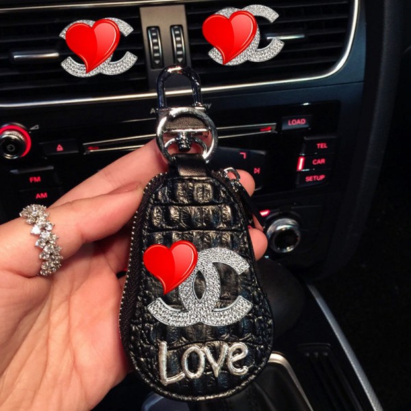 シャネルブランドキーケース レディース PU革 Chanel カードキーケース スマートキーケース 車キーケース 内側ポケット カード入れ カラビナ付き 大容量 プレゼント