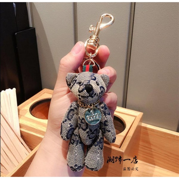 グッチルイヴィトン キーチャーム 可愛いクマキーチェーン 革製 カーキーペンダント ブランドGucci キーホルダ ー モノグラム柄 カバン飾り ファッション プレゼント 誕生日