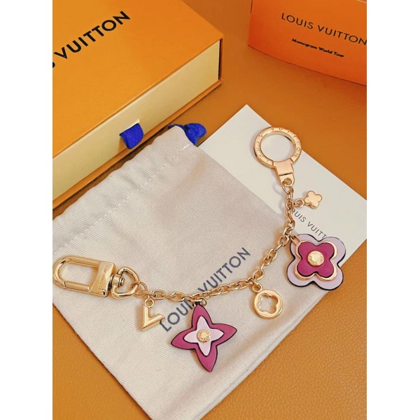 LV ルイヴィトン フラワーチャーム ブランド キーホルダー キーチェーン ピンクゴールド レディース 高級キーリング バッグチャーム 高品質おしゃれ 少女感