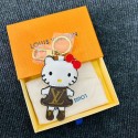 ハイブランドLVルイヴィトンキーホルダーかわいいハローキティ型 レザーキークリップ 可愛い バッグチャーム キーリング プレゼント 少女感