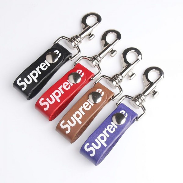 シュプリームSupreme キーループ PU革 ブランドキーホルダー 車用 バッグチャーム ストリート系 男女兼用 キーリング レザー ベルトループ メンズ レディース