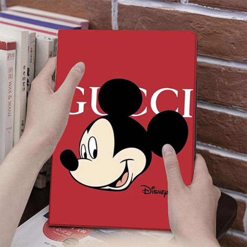 Gucci Disney ディズニーミッキーマウス コラボ モノグラム 手帳型 Ipadair4 Ipad8 10 8 10 2inch ブランドパロディ高級感