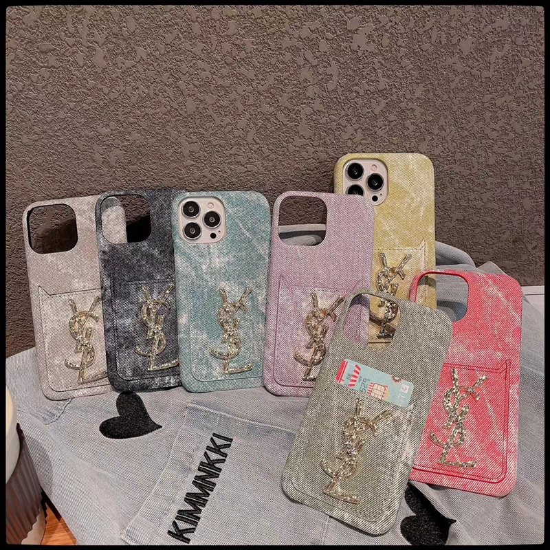 イブサンローラン iphone14/14pro maxケース カード小銭入れ