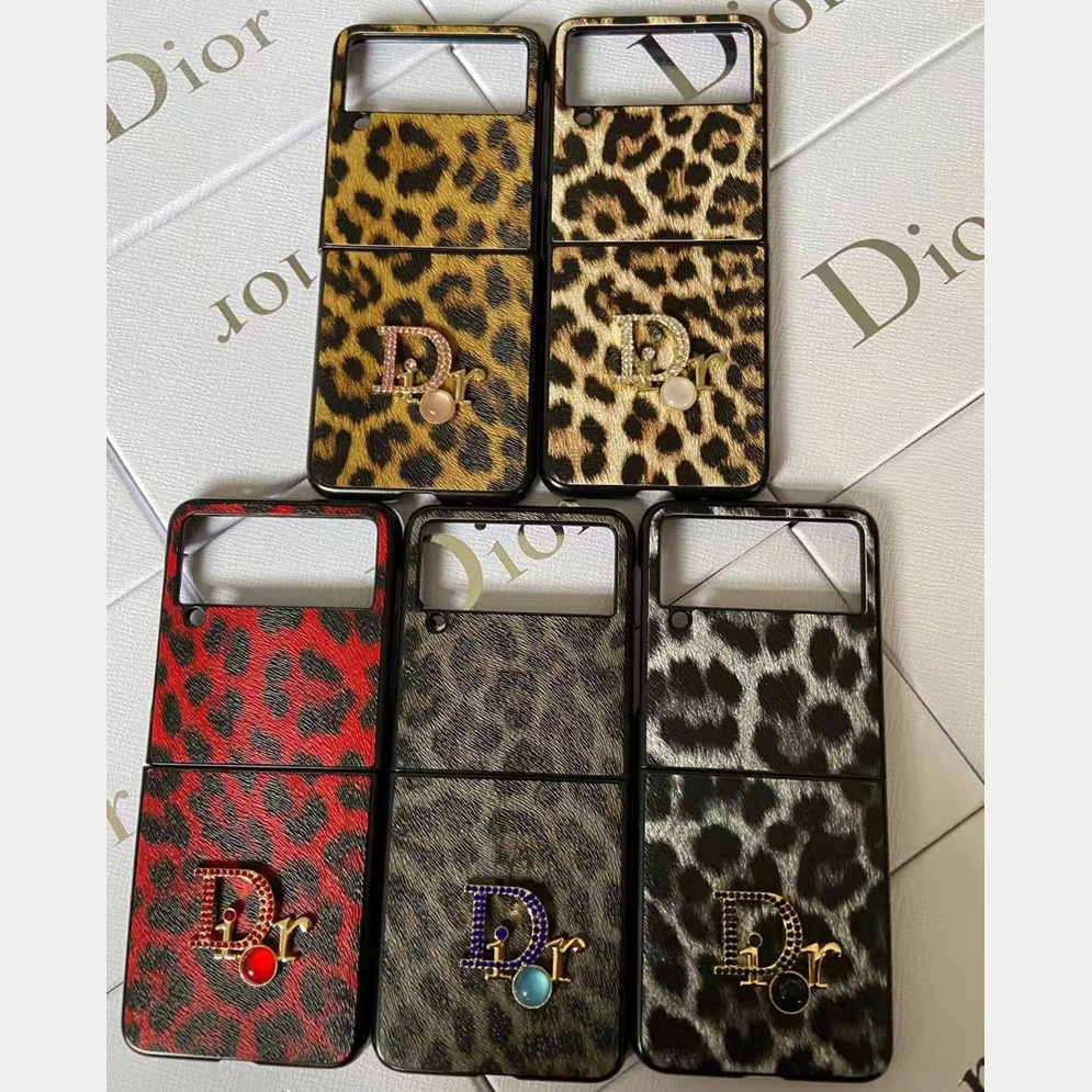 DiorブランドGalaxyZfold3ケースヒョウ柄