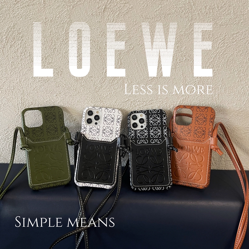 Loewe iphone14/14plus/14pro maxケースストラップ付きレディース向け