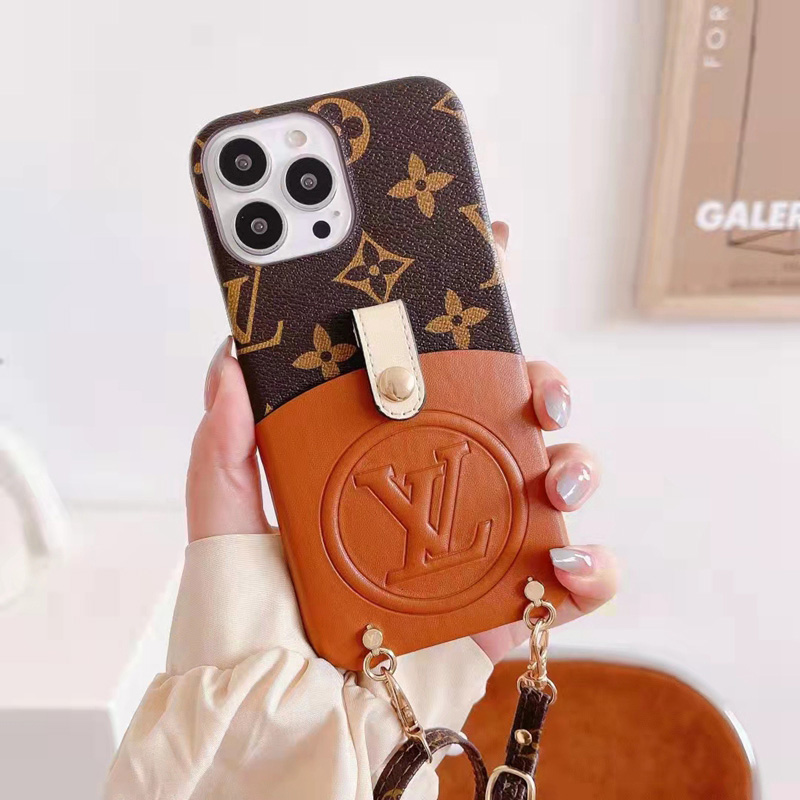 LVブランドiphone12/12pro/12promaxケースレザーストラップ付き