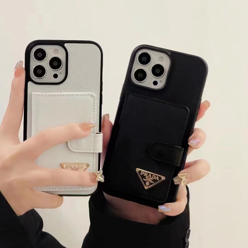 ハイブランドiphone15ケースプラダカード小銭入れ iphone14plus/15pro maxケース耐衝撃 超軽量カードポケット付き